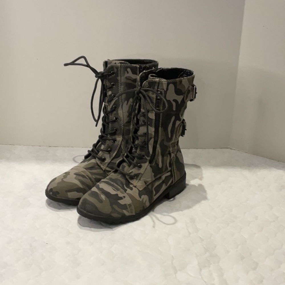 Camouflage Lace-Up with side zipper Combat Boots